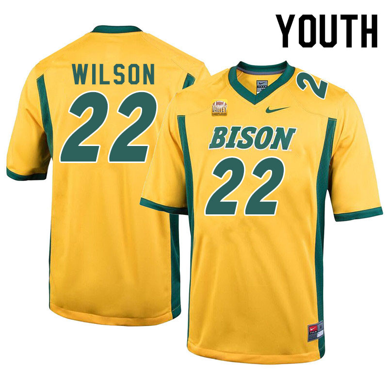 Youth #22 Seth Wilson North Dakota State Bison College Football Jerseys Sale-Yellow - Click Image to Close